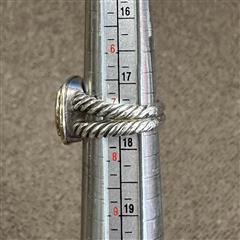 David Yurman Sterling & 18k 14mm Smoky Quartz & Diamond Albion Ring